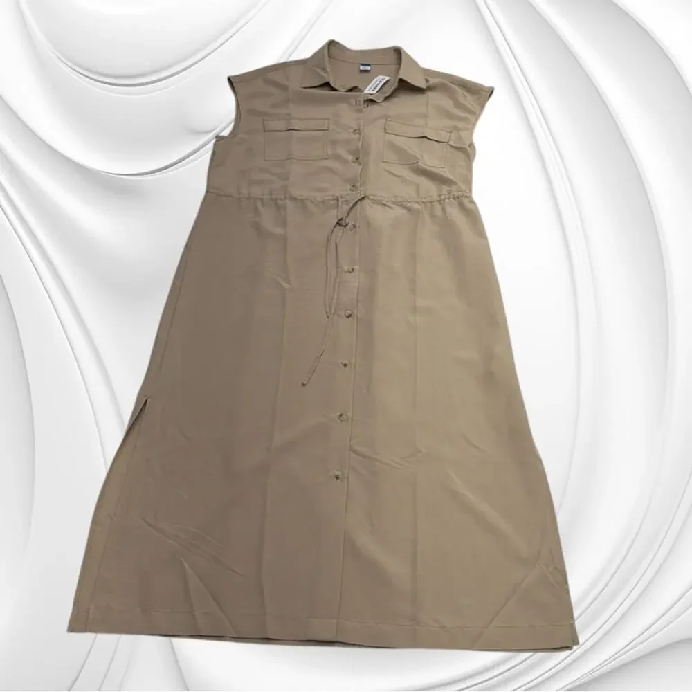 OLD NAVY Women’s Small Tan Sleeveless Shirt Dress - Picture 2 of 5
